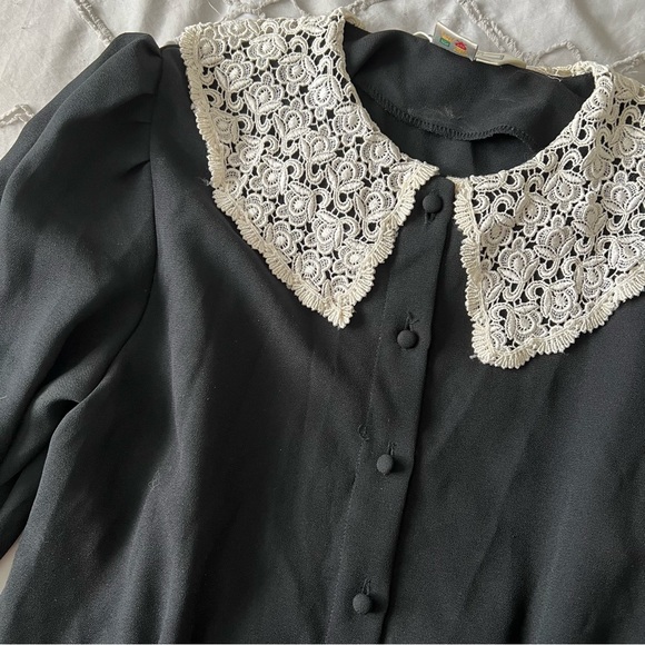 vintage 80s eaton statement collar blouse - Picture 2 of 15